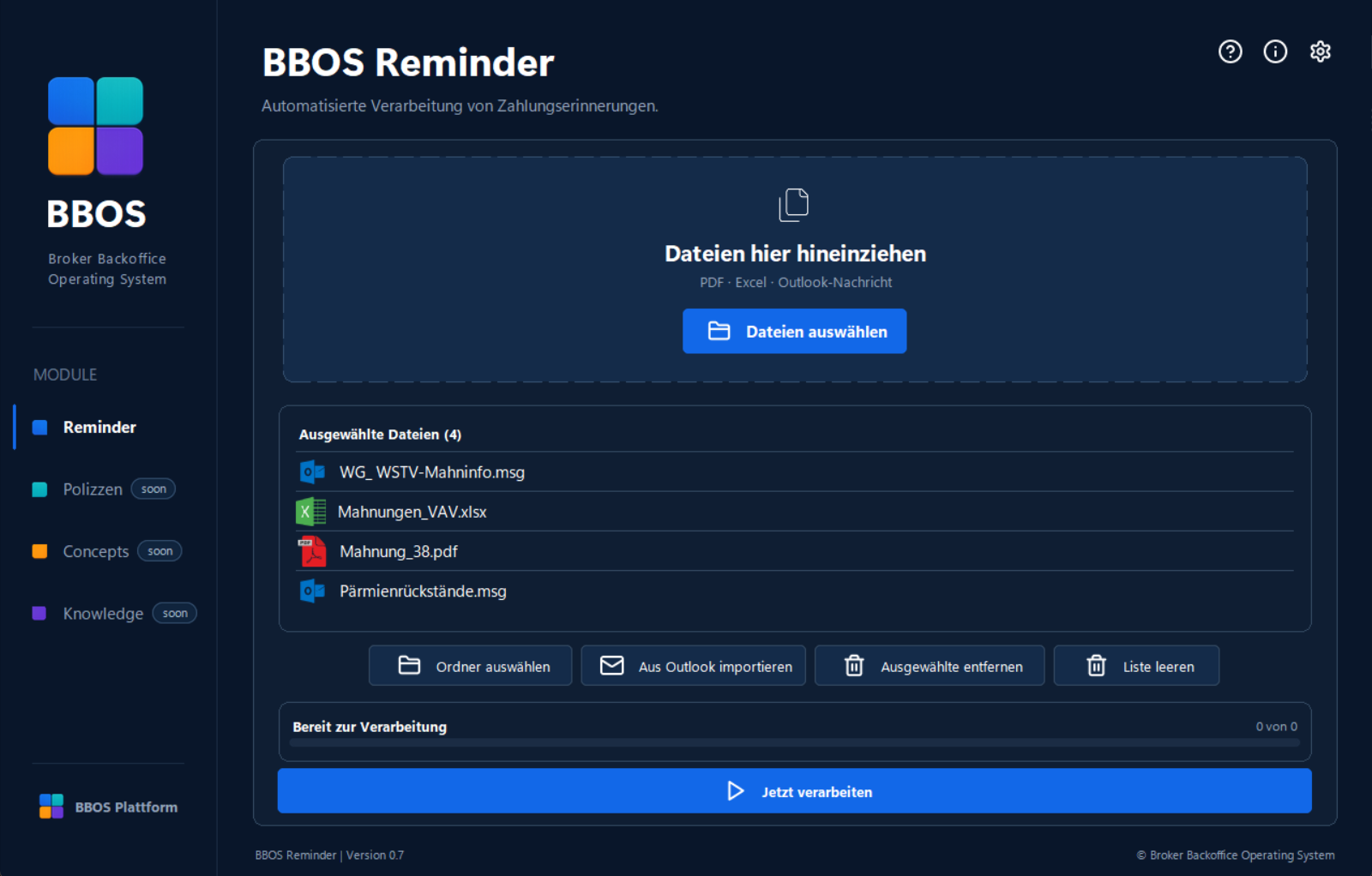 BBOS Reminder im dunklen Design