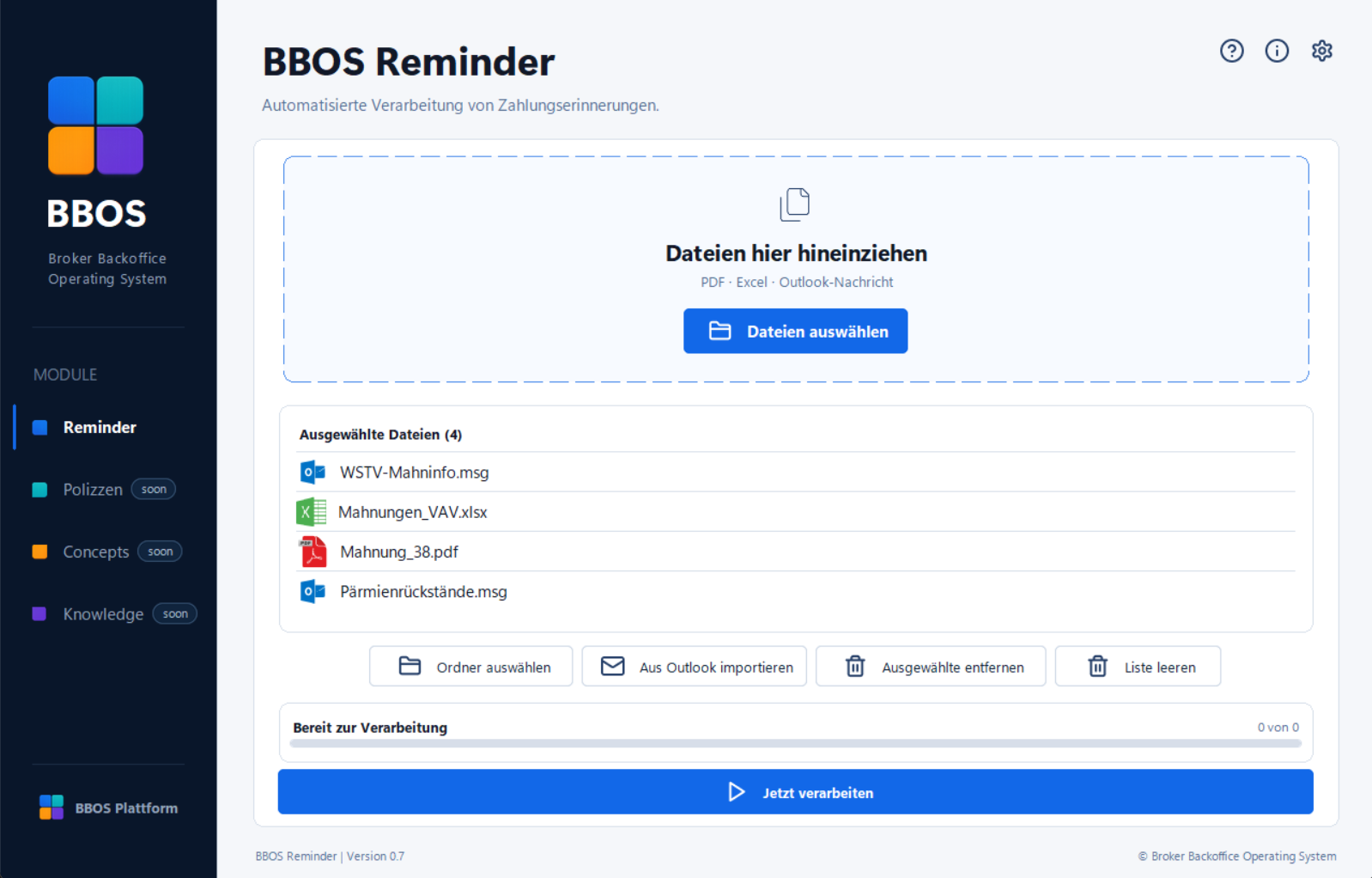 BBOS Reminder im hellen Design